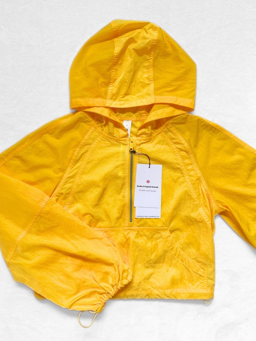 NWT Lululemon Scuba Cropped Anorak – Maize Yellow – Size 2